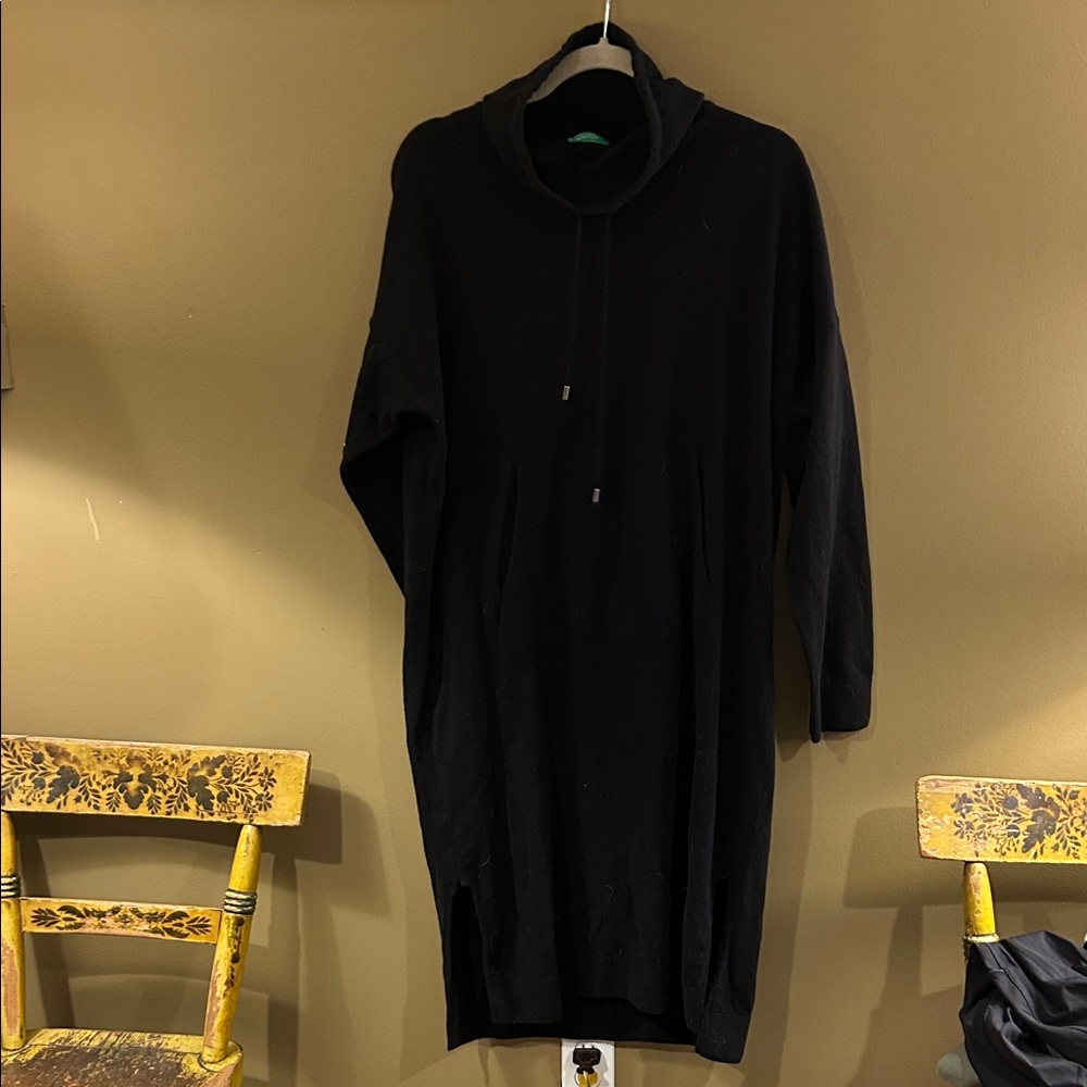 United Colors Of Benetton Black Long Sleeve Cowl Knit Dress
